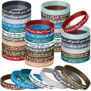 Bible Verse Bracelets Christian Gifts for Women Men Youth Group Scripture Silicone Faith Bracelets Motivational Religious Rubber Wristband for Easter Basket Stuffers Easter Egg Filllers Church Sunday School Prizes Easter Party Favors