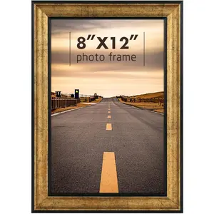 , 8x12 Inch Poster Frame Dark Gold Brown & Bronze, Horizontal And Vertical Wall Display, With Real Glass