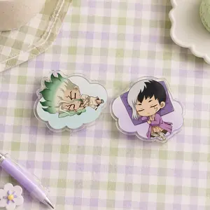 Sleeping Senku x Gen Acrylic Magsafe Phone Grip, Aesthetic Cute Dr Stone Anime Magnetic Pop Socket, Durable Adjustable Phone Accessories