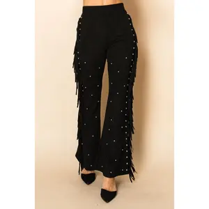 Fringed Suede Studded Pants