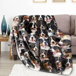 Bernese Mountain Dog Fleece Fabric Throw Blanket, Multi-Size Soft Texture Weave, Cozy for Couch Bed, Ideal Dog Lover Gift for Women, Perfect Christmas Home Decor Plush Blanket