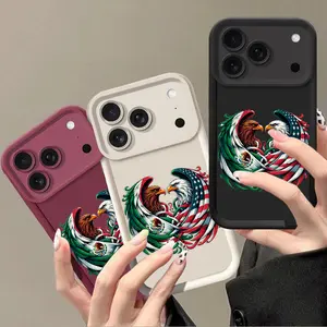 Mexican-style creative eagle pattern new anti-drop phone case for iPhone 17 Pro Max 16 15 14 13 12 11 - simple and fashionable shock-proof soft case for protection, personalized creative protection case