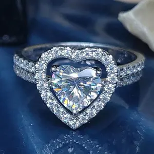 Unique Zircon Heart-Shaped Multifunctional Ring Set with Diamonds, Women's Ring Gift for Wedding Anniversary or Birthday