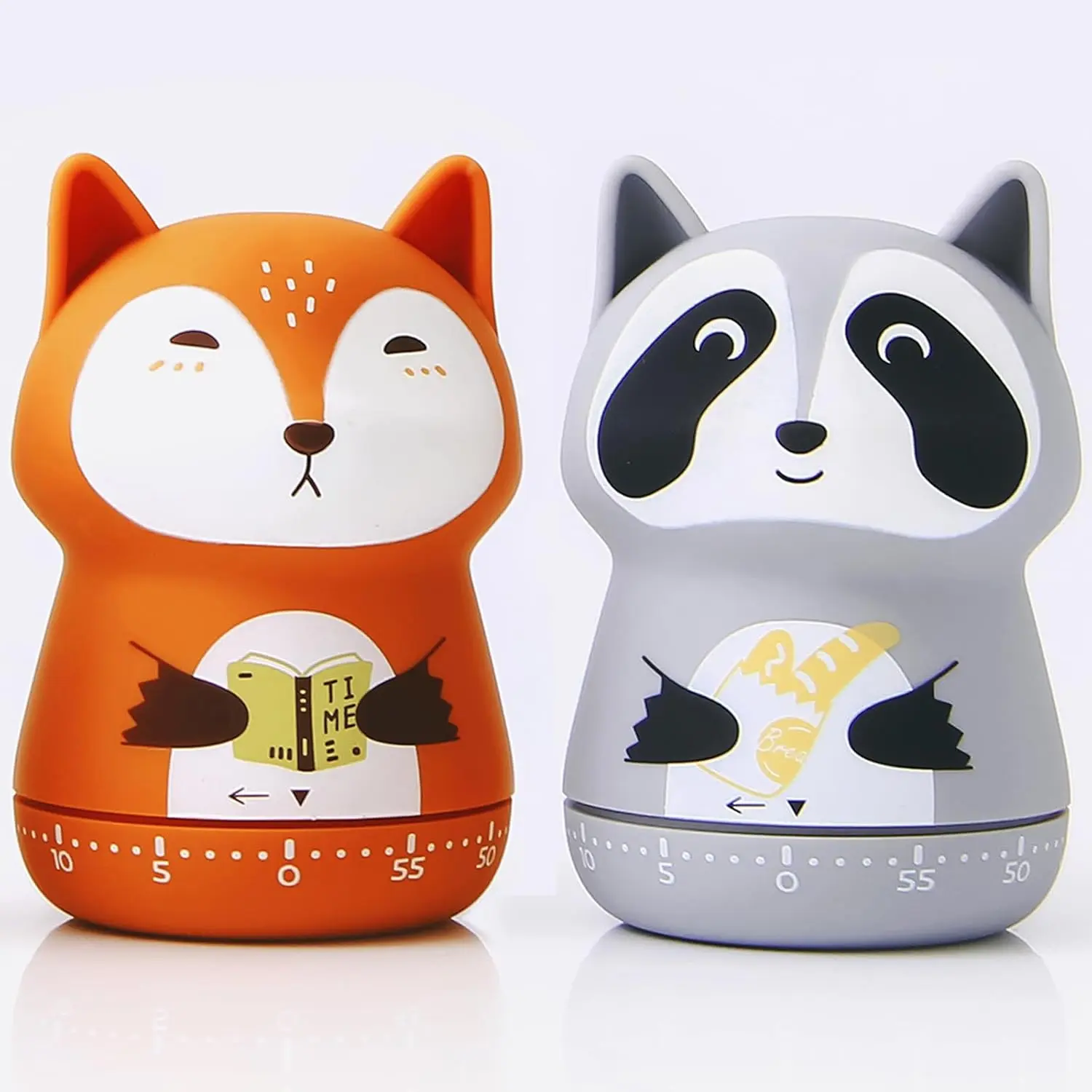 X-TIM01 2-Pack Cute Animal Metal&PVC Mechanical Kitchen Timers, 60-Minutes 70dB Alarm Refrigerator Magnets, Home Supplies for Children, Birthday Gift, Egg