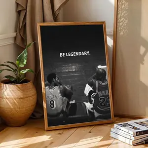 No Framed Be Legendary Poster, Wall Art Black White Basketball Poster Sports Decor Inspirational Gift