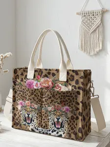 Tiger Print Travel Bag, Large Capacity Storage, Durable Multi-Pocket Design, Casual Crossbody Shoulder Bag for All Seasons, Travel Essentials Bag