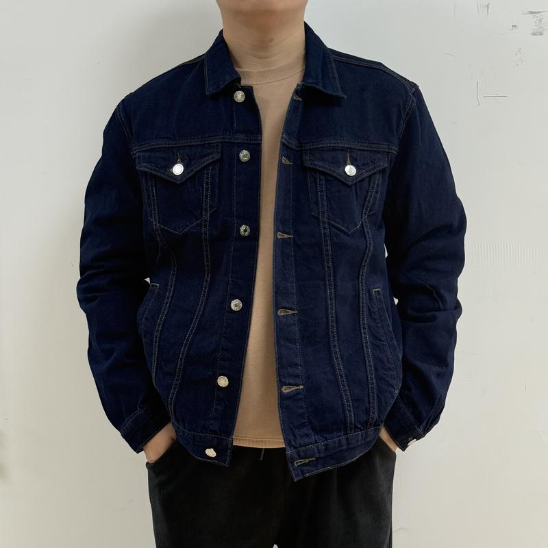 OeyFnbmO Men's Long Sleeve Denim Jacket with Flap Pockets All-Season Classic Jean Cloth for Fall Winter Redneck Street Style