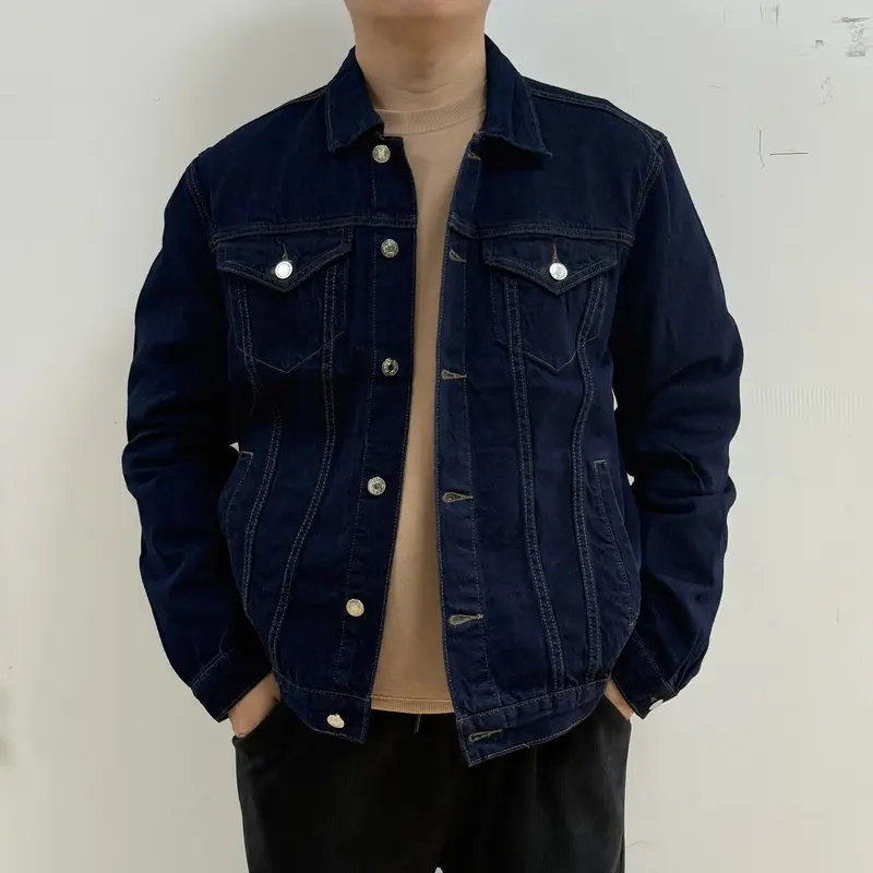 OeyFnbmO Men's Long Sleeve Denim Jacket with Flap Pockets All-Season Classic Jean Cloth for Fall Winter Redneck Street Style