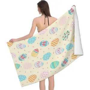 Easter Eggs Beach Towel, Cute Easter Gift Quick Dry Sand Free Absorbent Bath Towel, Microfiber Lightweight Towel Pool Travel Camping Gym Swim 30x60 Inch/ 77X153cm