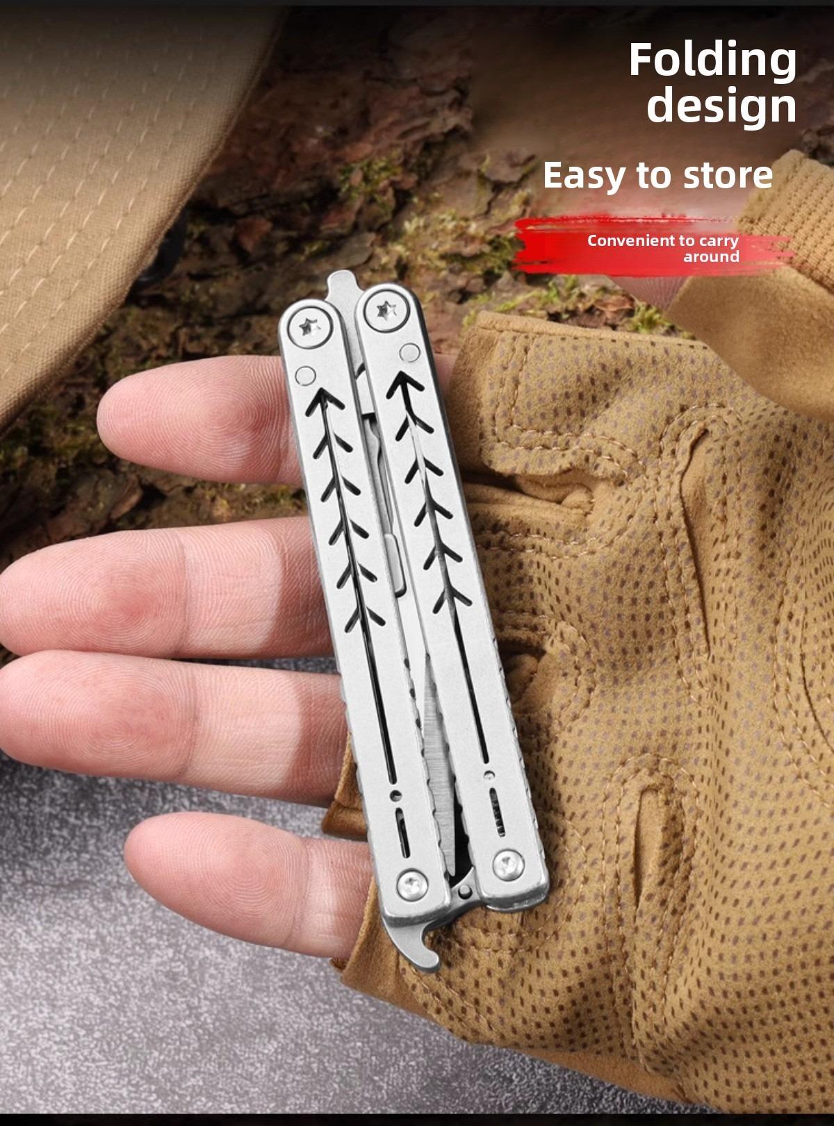 New Creative Butterfly Portable Folding Utility Knife Fruit Knife Sharp Multi-Function Keychain Knife with Replaceable Blade, Mini Portable Carving Knife Stainless Steel Pocket Knife Travel Express Knife