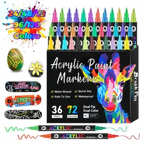 48/72/96 Color Dual-Tip Acrylic Marker Pen,Waterproof & Quick-Dry for Wood, Canvas,Stone, Glass & Rock Painting, DIY CraftslIdeal Easter gift, Easter egg painting set