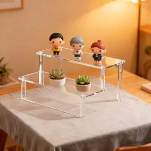 1pc 2/3/4-Tier Thickened Acrylic Tiered Display Stand, Acrylic Shelf, Figure Display Rack, Handmade Anime Model Storage Display Stand, Perfume Cosmetics Jewelry Crafts Display Stand, Self Assembling, Easy To Install, Organiser