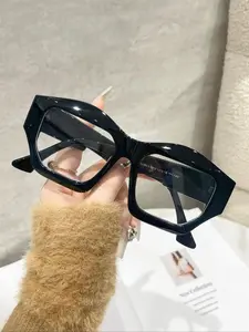Women's Fashion Geometric Frame Stylish Square Frames Eyeglasses, Casual Trendy Anti-blue Light Eyeglasses for Everyday Use, Fashion Accessories for Outdoor Activities, Square Frame Eyewear