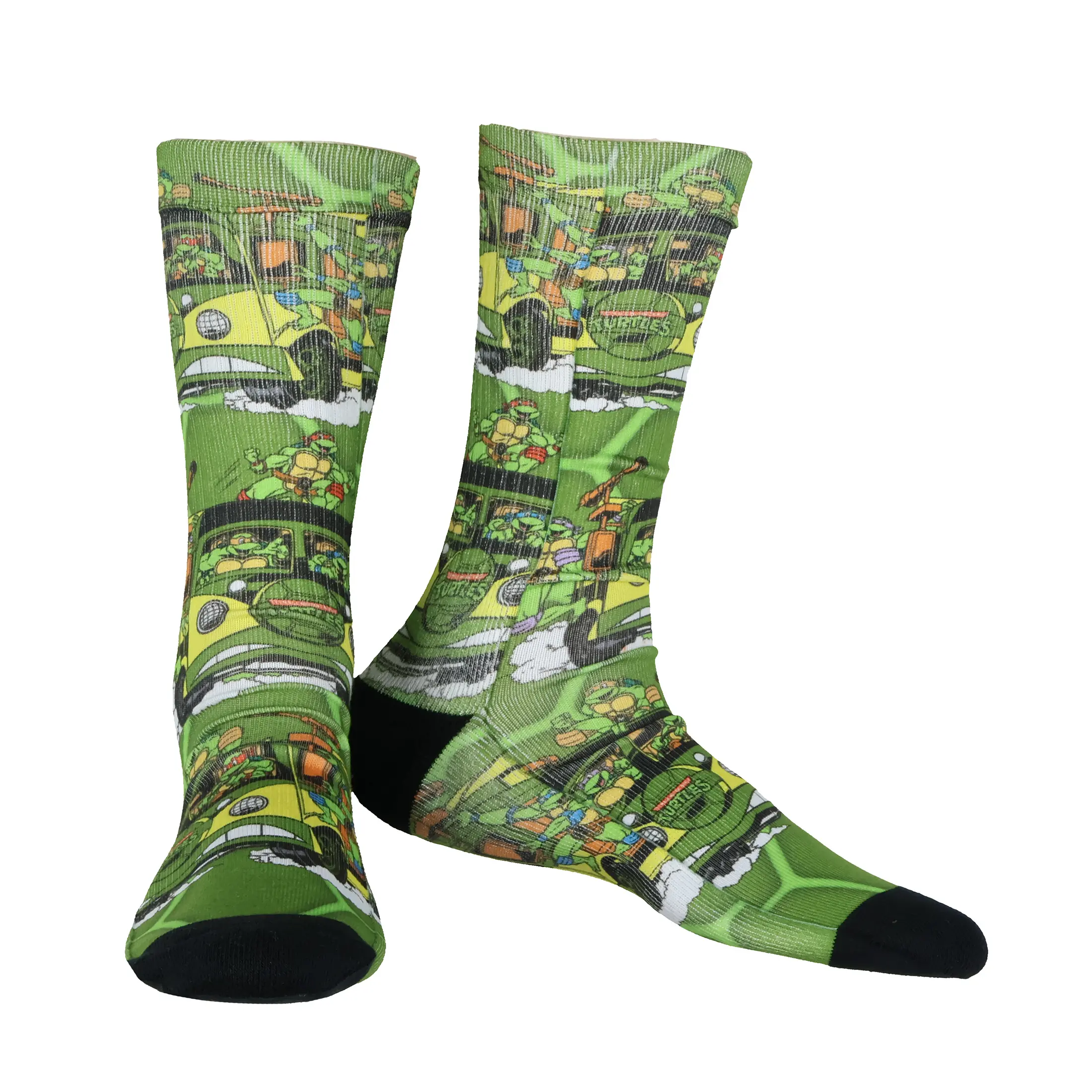 Teenage Mutant Ninja Turtles' Socks Men's Party Wagon Sublimated Crew Socks 1 Pair Fits Shoe Sizes 8-12