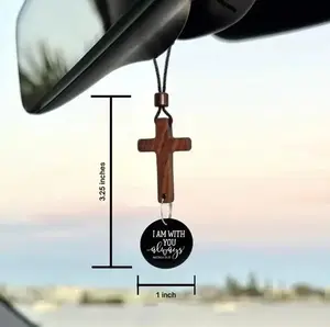 PADA Bible Verse Car Rearview Hanging Cross Ornament, Daily Encouragement, Christian Accessories for Vehicle