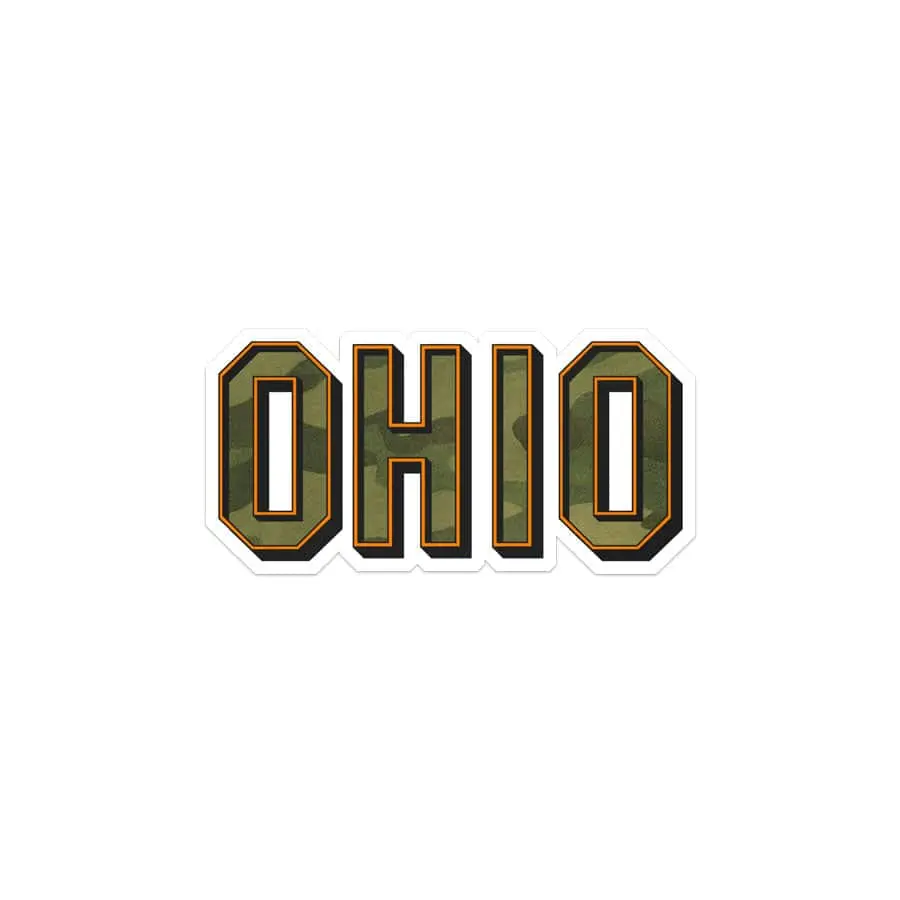 Sticker - Block Ohio Camo Text