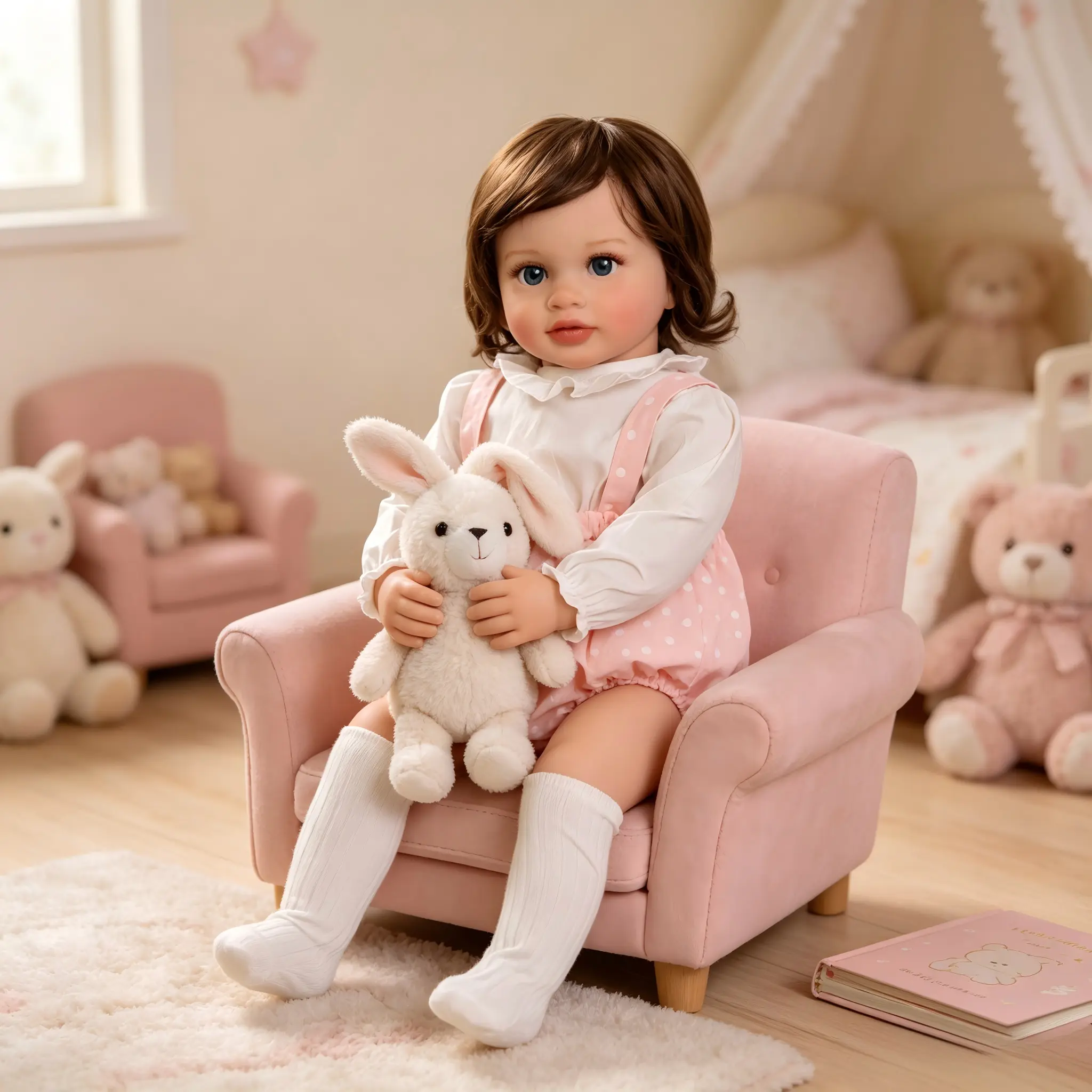 Pippa 26-in Reborn Baby Doll, Realistic Chubby Face, Soft Touch Simulation Silicone Vinyl Toddler Doll with Magnetic Pacifier & Clothes, Ideal for Girls' Birthday Gifts