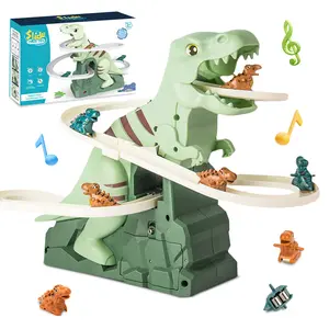 Dinosaur Track Toy Set with Climbing Hill and Slides, Includes 3 Dinosaur Vehicles, Interactive Play Set for Aged 6 and Up, Ideal Gift for Dinosaur Enthusiasts