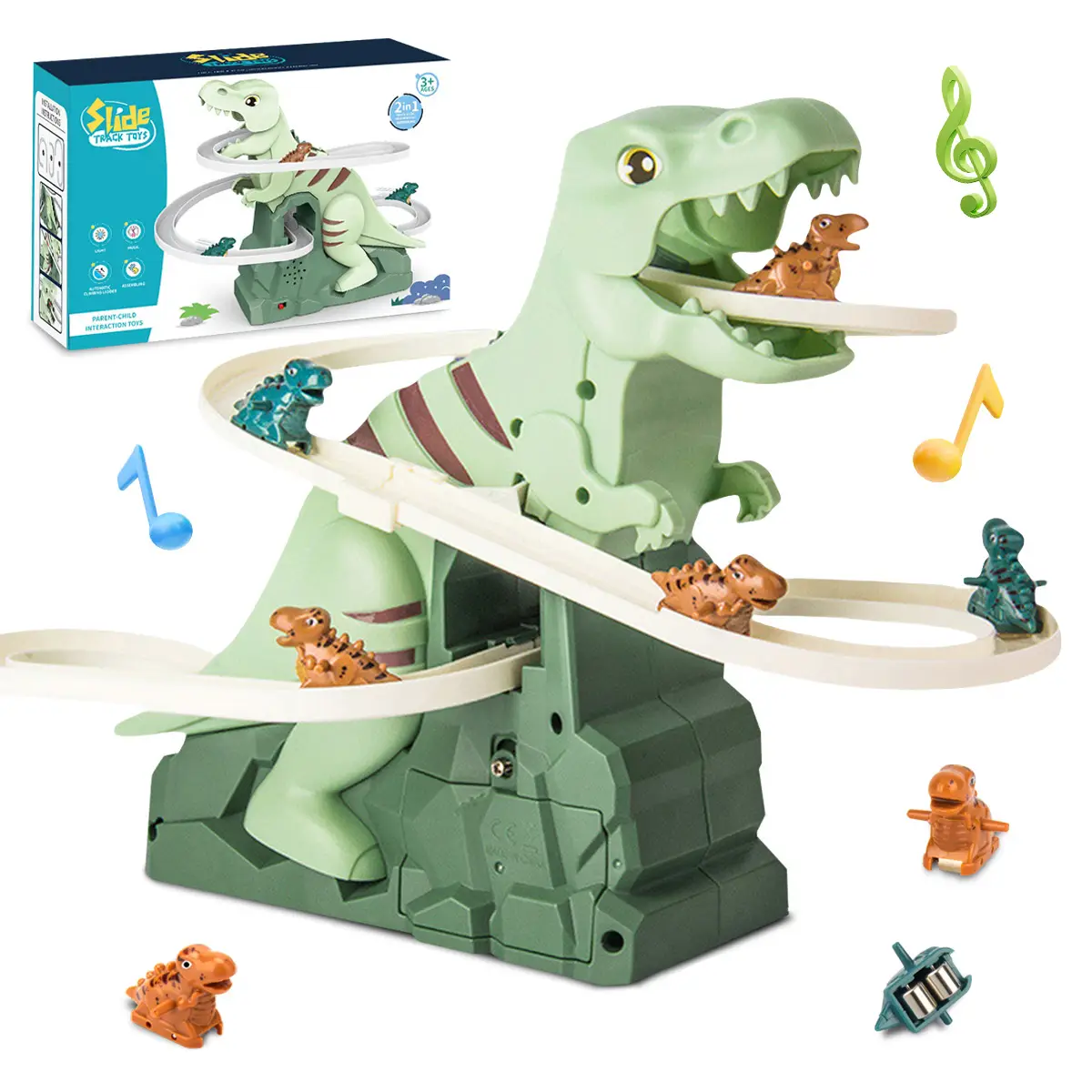Dinosaur Track Toy Set with Climbing Hill and Slides, Includes 3 Dinosaur Vehicles, Interactive Play Set for Aged 6 and Up, Ideal Gift for Dinosaur En