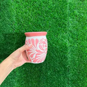 Cantarito Relieve Mediano color Rosa Blanco  Only Sets. (Cielito Lindo).