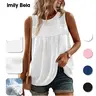 Imily Bela Tank Top for Women Loose Fit Sleeveless Crew Neck Camisole Tops Casual Swiss Dots Summer Cami Shirts Blouse