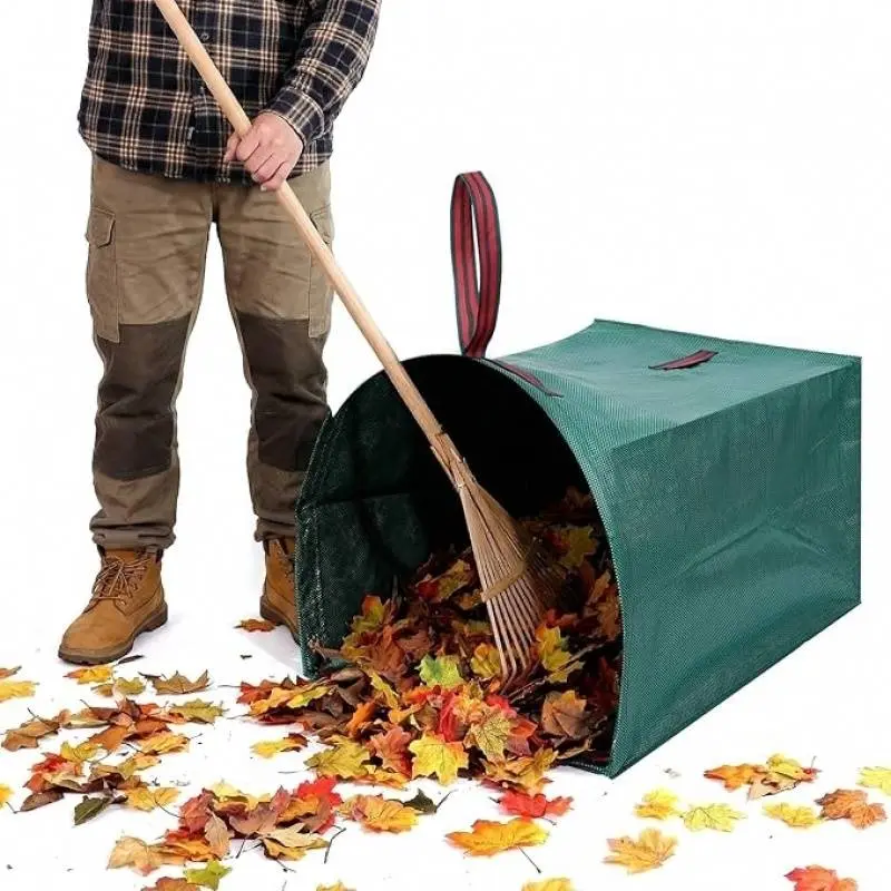 Garden Waste Bags, 2-Pack 53 Gal Tear-Proof Heavy-Duty Reusable Foldable Outdoor Bags with Carry Handles for Grass Clippings & Leaves - Home Improvement Tool for Gardeners