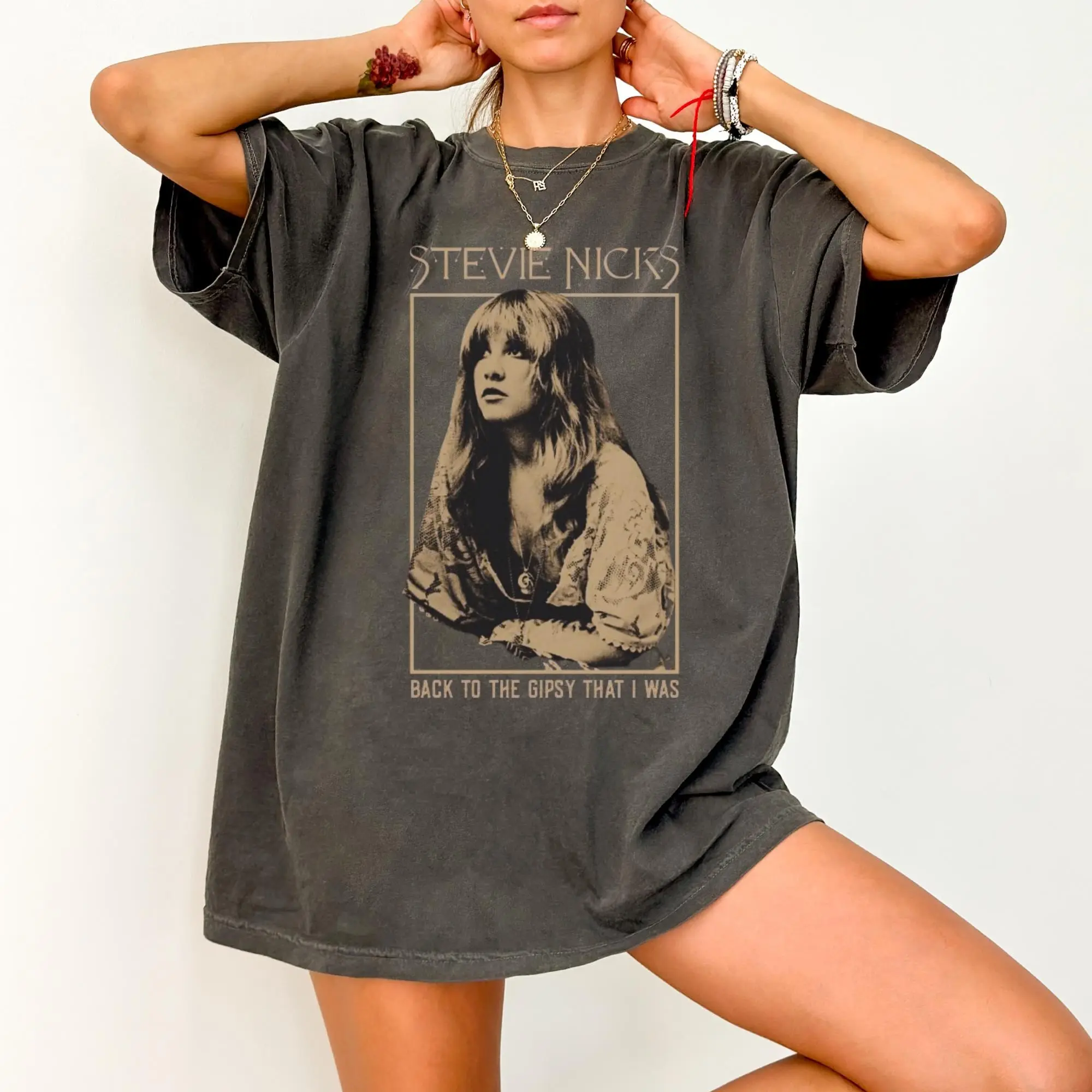 Comfort Colors Retro Steviie Nicks Tour Graphic T-Shirt, Retro Stevie World Tour T-Shirt, Unisex Cotton Crewneck Women's Tops