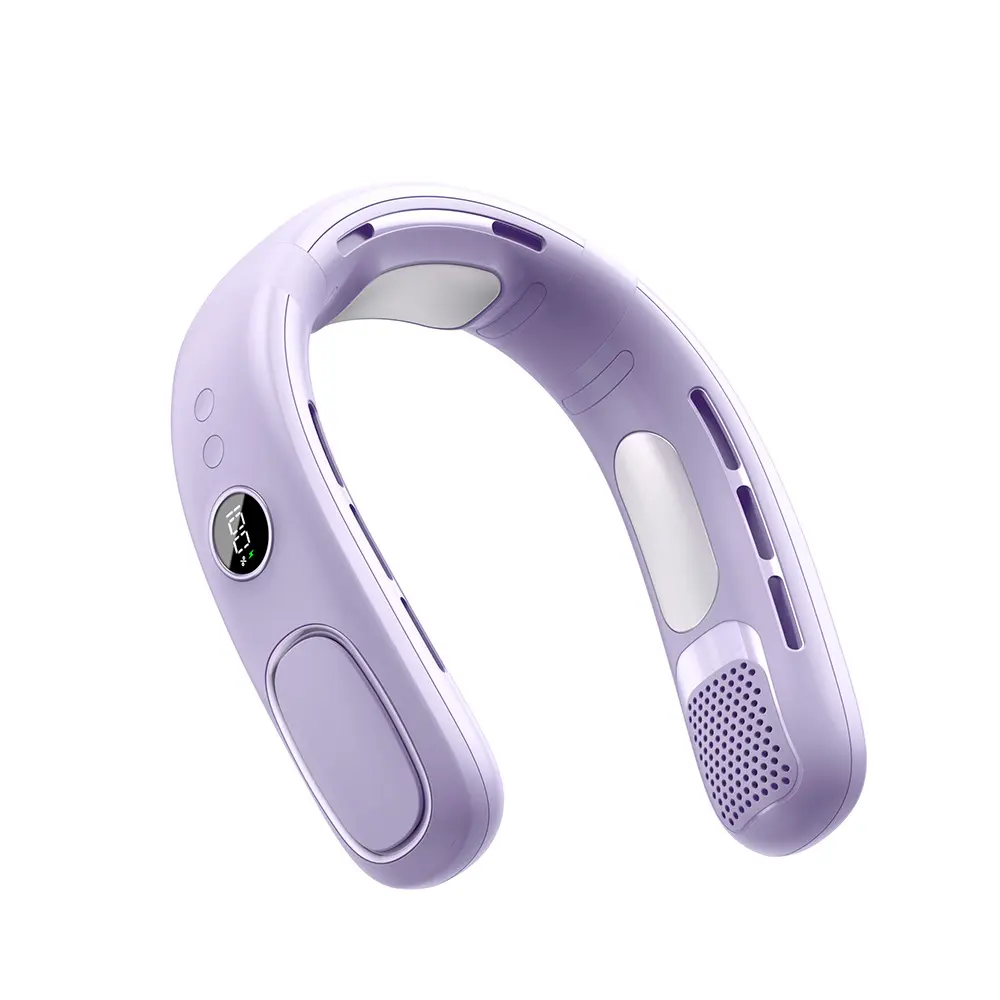 【Summer Survivals】BougeRV Portable Neck Fan with Semiconductor Cooling Plate, 5 Speeds, 6000mAh Rechargeable Battery, Hands Free Bladeless Personal Fan for Travel, Office & Outdoor Use