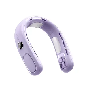 BougeRV Portable Neck Fan with Semiconductor Cooling Plate, 5 Speeds, 6000mAh Rechargeable Battery, Hands Free Bladeless Personal Fan for Travel, Office & Outdoor Use