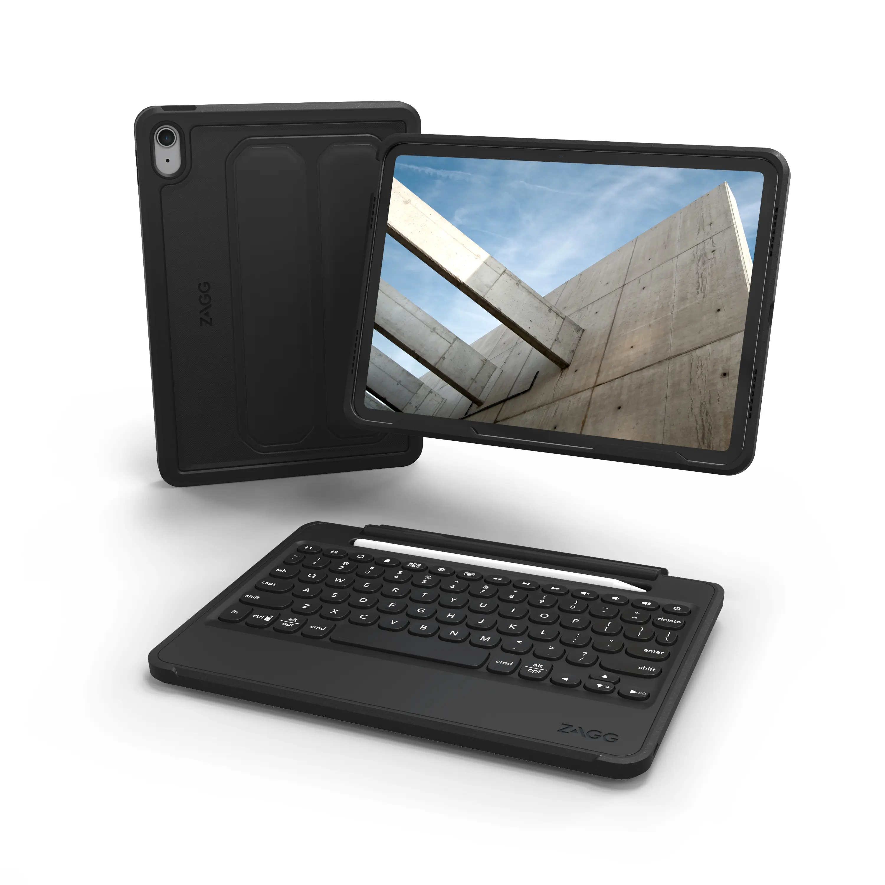 ZAGG Rugged Book iPad 10.9" (Gen 10) Case - Durable Wireless Keyboard Case, Military-Grade Drop Protection, Multi-Device Pairing, Detachable Backlit Keyboard, Black