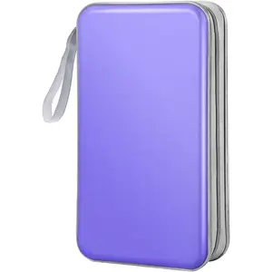 CD Case Wallet, 80 Capacity DVD VCD Media Blu-ray Case Wallet Holder Storage Organizer (Light Purple)