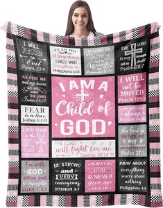 Lady Christian Gift Flannel Blanket - I Am a Child of God Blanket - Inspirational Religious Birthday Catholic Spiritual and Baptism Belief Confirmation Girl Gift