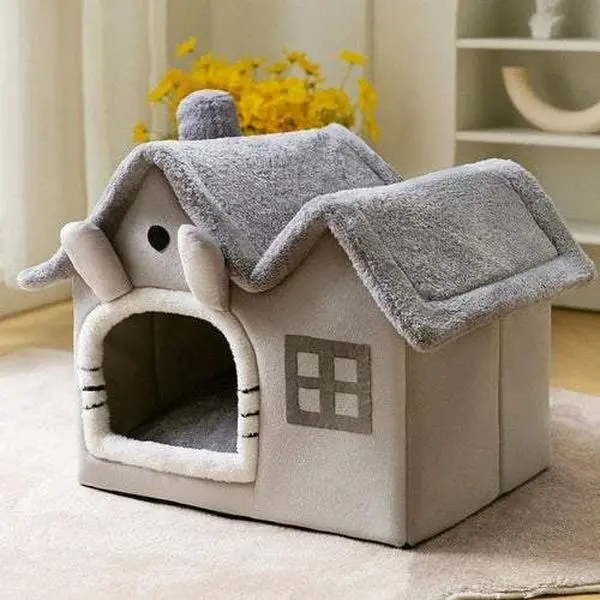 Plush Pet House with Removable Roof