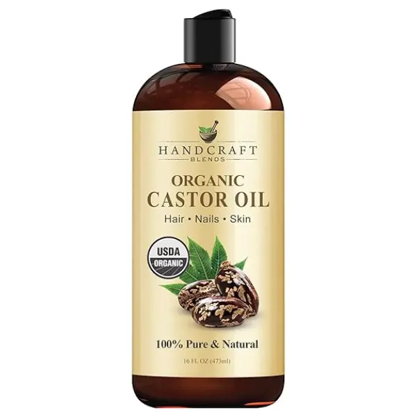 Handcraft Blends Organic Castor Oil (16 fl oz) - USDA Certified Haircare Moisturizer, Scalp Growth Oil for Stronger Thicker Hair, Thickening Boost, Phthalate & Hexane-Free