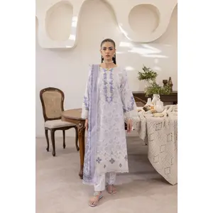 Mohagni Ready to Wear Embroidered Lawn 3pc Suit in Lilac Blue SLM8