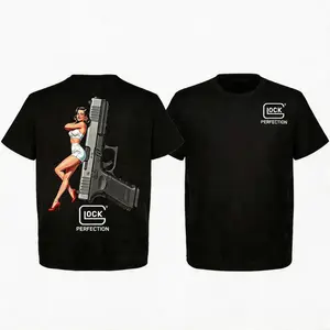 Glock Perfect Sexy Women's T-Shirt, vintage gun tactical T-shirt, is an excellent choice for gun enthusiasts,  Sports T-shirt, regular fit, casual and stylish T-shirt, suitable for everyday wear, a men's top suitable for all seasons.
