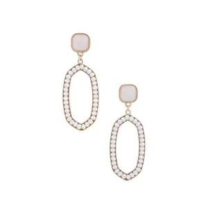 Beaded Oval Post Drop Earring