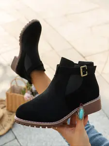 Spring Fall New Plus Size Chelsea Boots, Casual Boots, Classic Cowboy Boot, Western Cowboy Wedge Heels, Pointed Toe Mid-Calf Fashion Women's Shoes Rubber