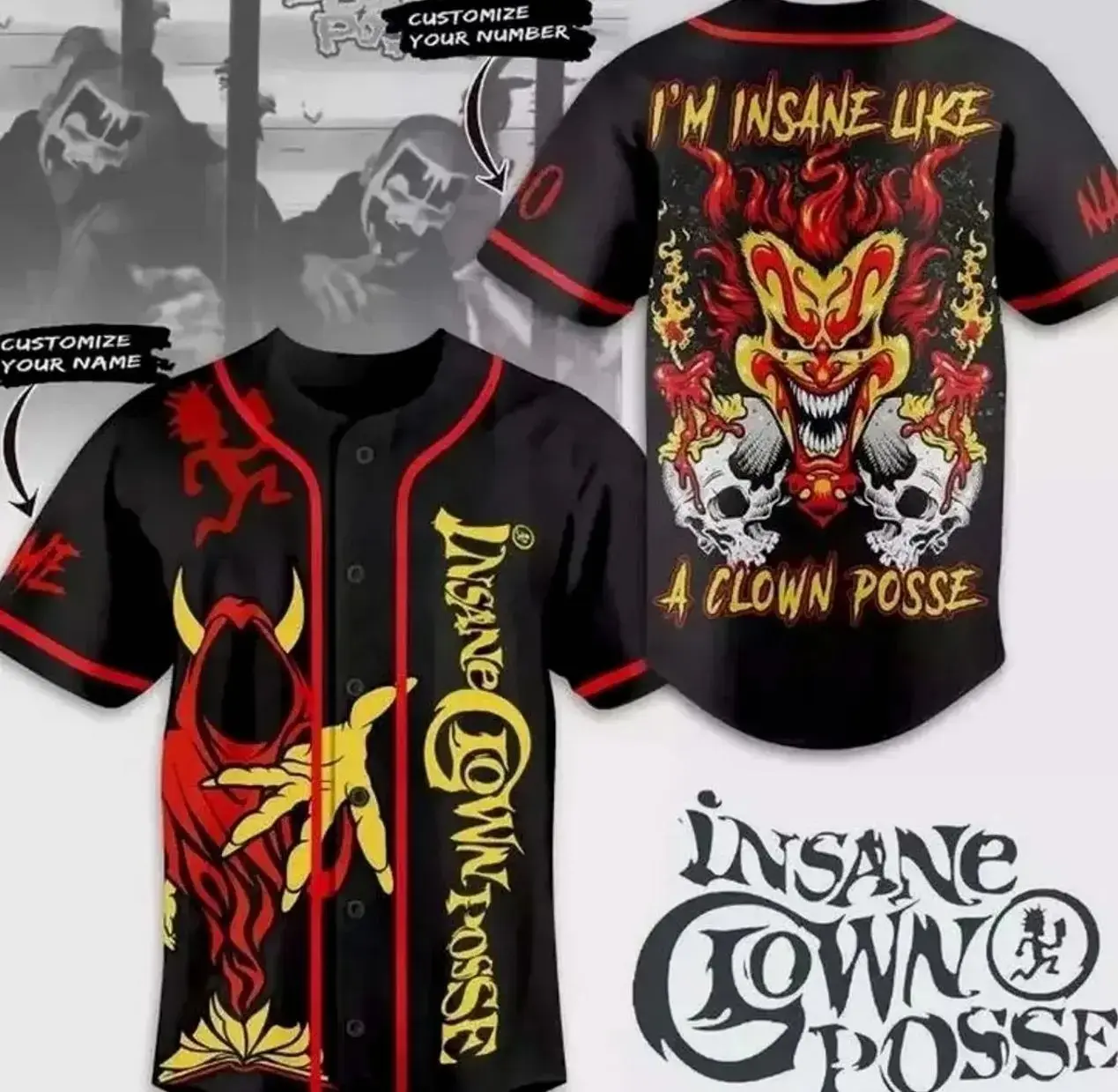 ICP Juggalo Baseball Jersey - Insane Clown Posse, Psychopathic Records Major League Psycho, Unisex Shirt Gift For Him, Gift For Her LS8