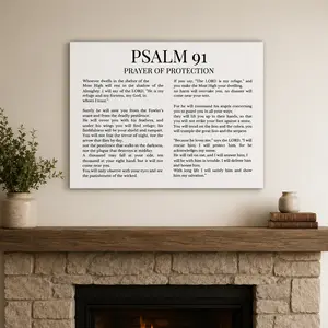 Psalm 91 poster, vintage Bible poster, inspirational quotes, Jesus, Christian education, canvas wall painting, modern bedroom, dormitory, living room, classroom decoration.