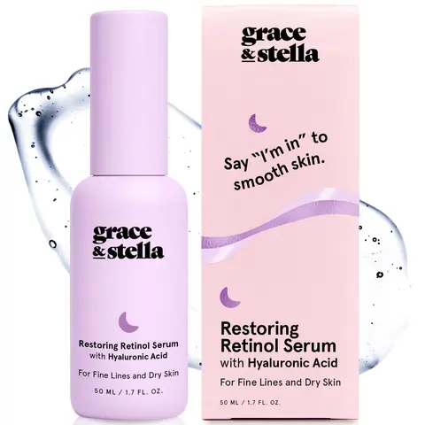 Retinol Serum with Hyaluronic Acid – Lightweight Moisturizer Supple Youthful Skin Moisture Skincare Brightening Dewy Serum by grace & stella