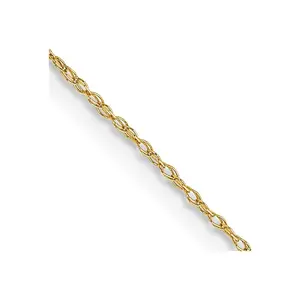 10K Solid Yellow Gold 0.5MM . Carded Cable Rope Chain Necklace Womens Gold Chain Available in 16-24 Inch Lengths