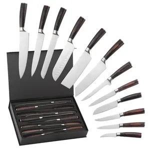 12PCS Damascus Kitchen Knife Set with Gift Box, Ultra Sharp Chef Knife Set, Japanese Style VG10 Pattern Steel, Ergonomic Handle, Professional Cooking Knife Set