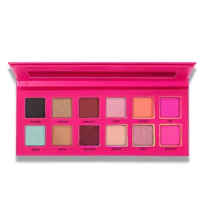 Blend Bunny Cosmetics Plastic Eyeshadow Palette  - 12 shades of nudes, pink, and icy teal - matte, shimmer, and multichrome finish