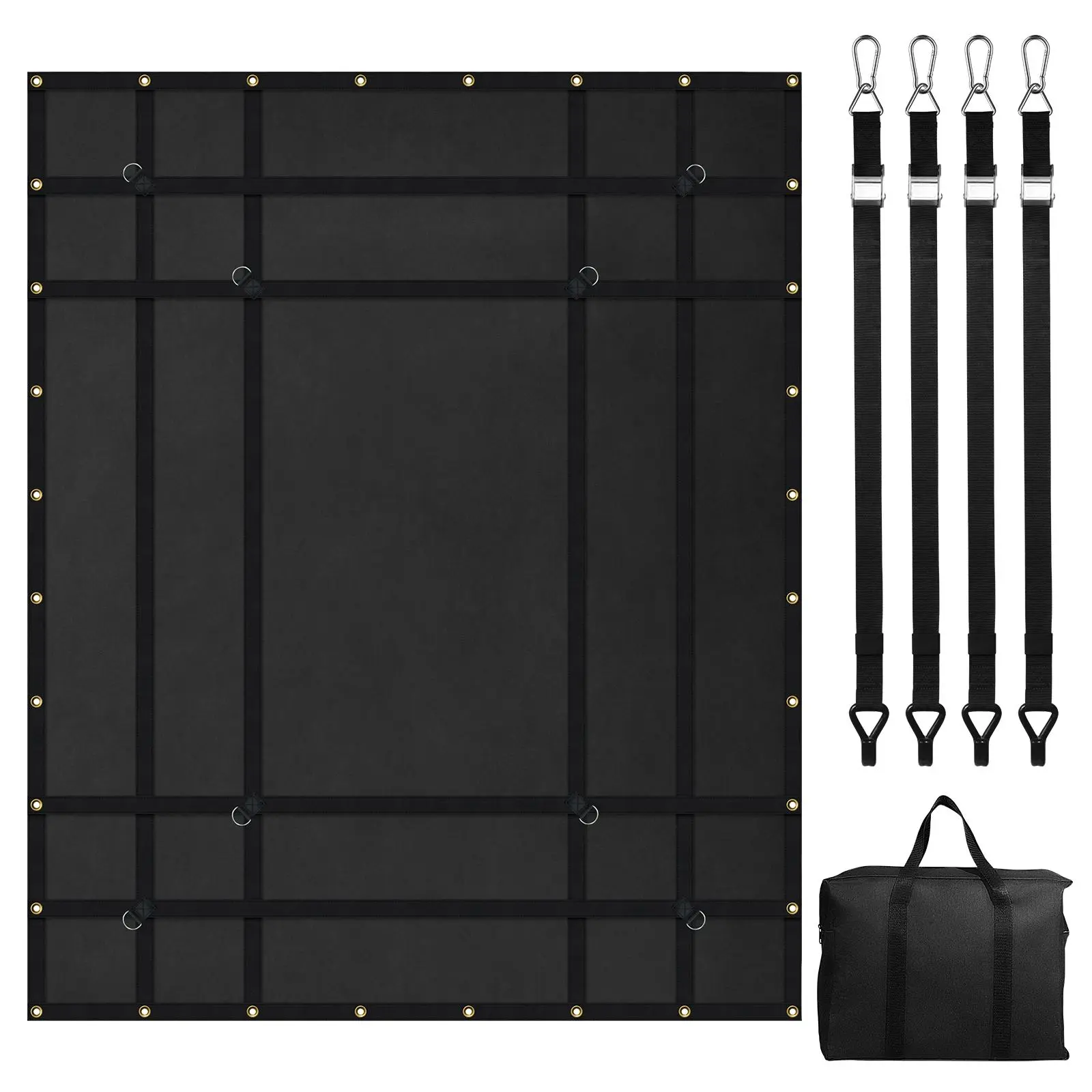 VEVOR Heavy Duty Weatherproof Tear-Resistant PVC Cloth Cargo Net, 72in x 57in, 700 lbs Capacity, 4 Adjustable Straps with Carabiners & Rubber-Coated Hooks, Polyester Carrying Bag & Tailgate Net, for Pickup Truck, SUV, Comprehensive Coverage