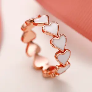 6mm Pink Heart Resin Women'S Ring, Interlinked Hearts Design Adjustable Index Finger Ring, Minimalist Sweet Style Valentine'S Day Gift