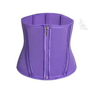 Faja Purple Waist Trainer with Zipper Closure for Women's Body Shaping and Tummy Control