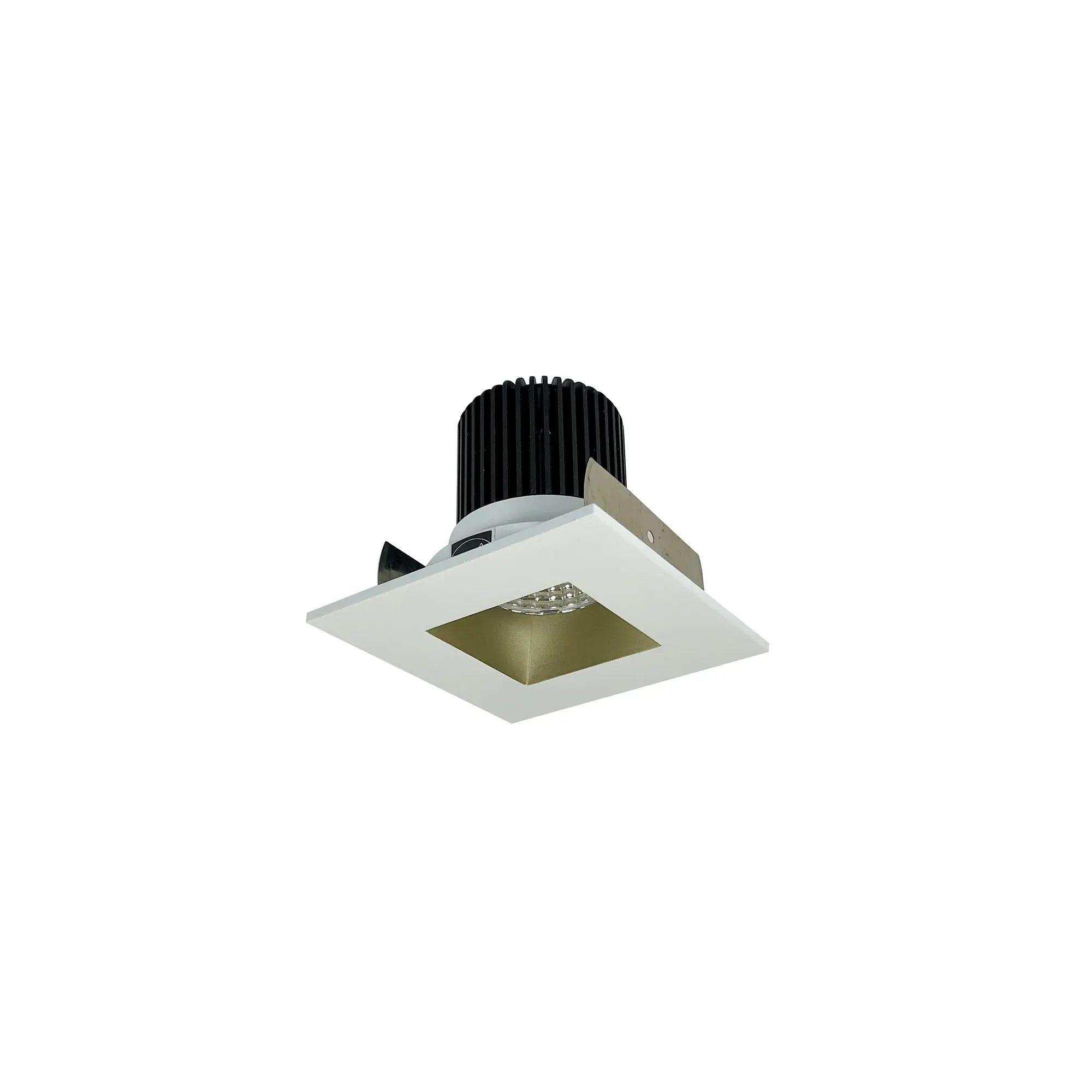 Nora Lighting 2" Iolite LED Square Reflector with Square Aperture, 10-Degree Optic, 3500K, Champagne Haze Reflector / Matte Powder White Flange, NIOB-2SNDSQ35QCHMPW