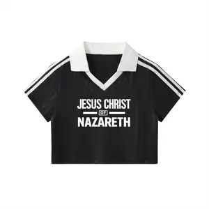 JESUS CHRIST OF NAZARETH (Contrast Collar Striped Cropped Jersey)
