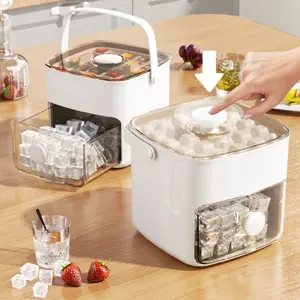 Double Layer Ice Cube Mold, Ice Molds, 48 Slots, Portable with Handle, Large Capacity Ice Cube Trays, Ice Tray for Home Use, Press-Type Ice Maker